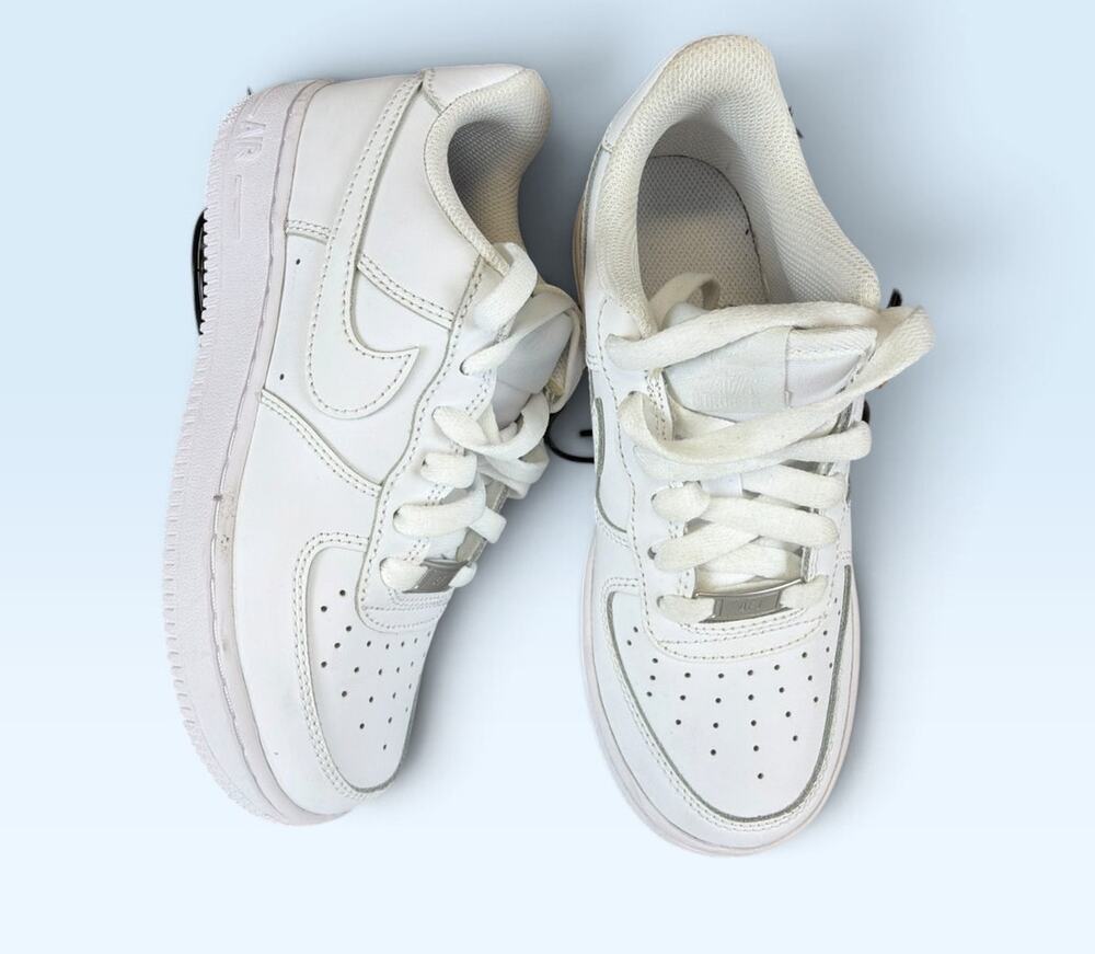 Nike Air Force 1 Kids White Gold Sneakers Size 2Y